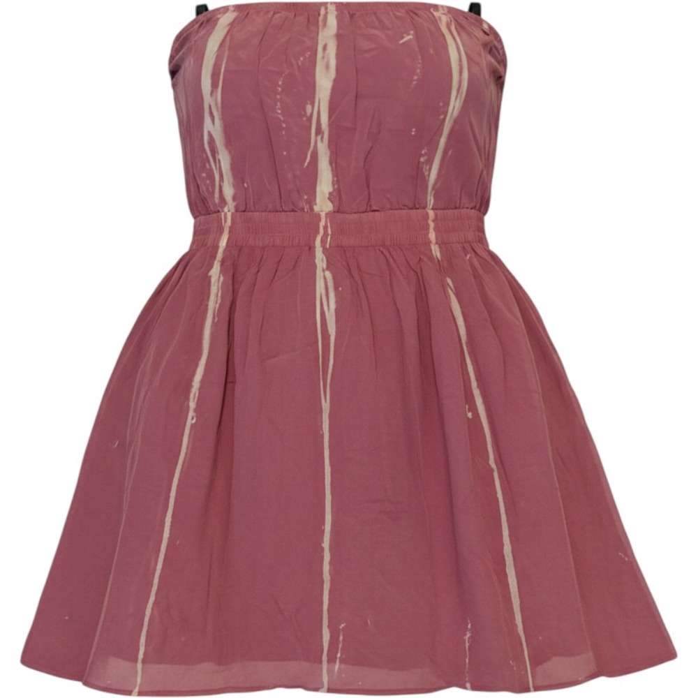 Gypsy 05 Silk Strapless Mini Dress Pink Bleach Wash Tie Dye Boho W120502 Medium